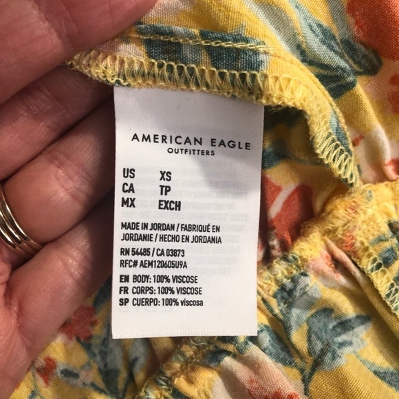 AEO Yellow Floral One Shoulder Crop Top NWT - Picture 4 of 8